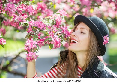  Romantic Young Woman In Spring Garden