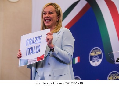 Rome, 26-09-2022, Giorgia Meloni Wins Italian Elections, Fratelli D'italia Is Italy's Leading Party, Press Conference 