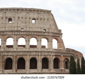 Rome Ancient Roman amphitheater called Colosseo or COLOSSEO in Italian language in Italy