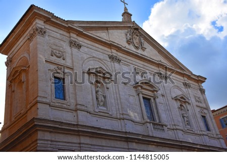 Rome, catholic church facade in the historic center of the city.
