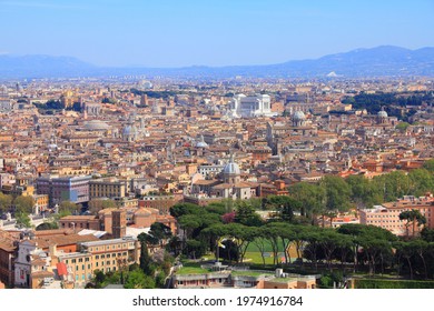 Rome Cityscape - Rione Parione Aerial View. Parione District Of Rome, Italy.