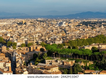 Rome cityscape from top of St. Peter's basilica, Vatican 