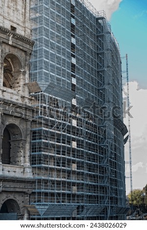 rome coliseum while restoring external arches