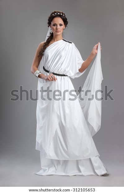 Rome -\
Greek women like Goddess over gray\
background