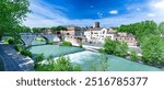 Rome, Isola Tiberina (TIber Island) with Cestian bridge and Basilica of St. Bartholomew on the Island