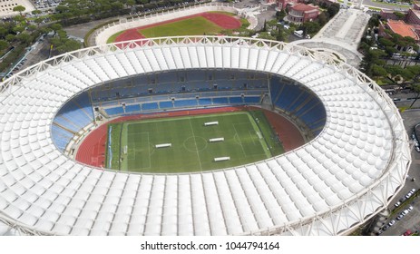 Rome, Italy - 03 12 2018: Panoramic Aerial View Of The Olympic Stadium In Rome, Italy. In This Field The Matches Of Roma, Lazio, The Italian National Team Of Soccer And Rugby Are Played.