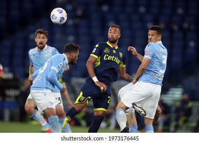 ROME, Italy - 12.05.2021: HERNANI (PARMA), Luiz Felipe (LAZIO) In Action During The Italian Serie A Championship 2021 Soccer Match  Between SS LAZIO VS PARMA  At Olympic Stadium In Rome.
