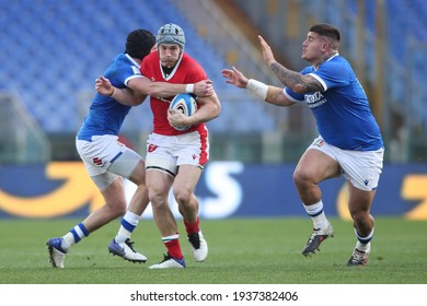 Rome, Italy - 13 March 2021: Gareth Davies (WAL) In Action During The  2021 Guinness Six Nations Test Match Between Italy And Wales At Olympic Stadium In Rome.