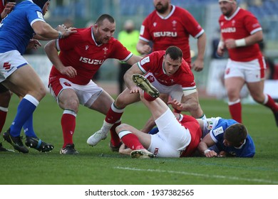 Rome, Italy - 13 March 2021: Gareth Davies (WAL) In Action During The  2021 Guinness Six Nations Test Match Between Italy And Wales At Olympic Stadium In Rome.