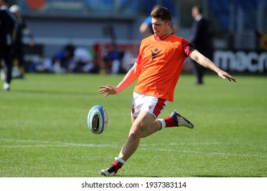 Rome, Italy - 13 March 2021: Wales Warm Up During  2021 Guinness Six Nations Test Match Between Italy And Wales At Olympic Stadium In Rome.