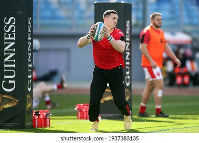 Rome, Italy - 13 March 2021: Wales Warm Up During  2021 Guinness Six Nations Test Match Between Italy And Wales At Olympic Stadium In Rome.