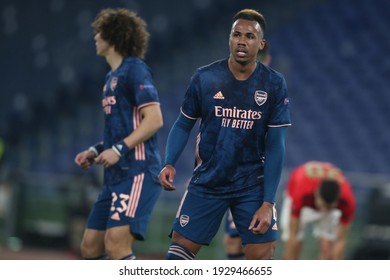 Rome, Italy - 18 FEBRUARY 2021: Gabriel (ARS) In Action During The UEFA EUROPE LEAGUE 2021 Round Of 32  Soccer Match  Between BENFICA And ARSENAL, At Olympic Stadium In Rome.
