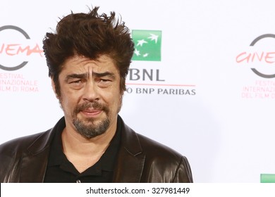 ROME, ITALY - 19 October 2014: Actor Benicio Del Toro: Photocall During The 9th Rome Film Festival