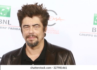 ROME, ITALY - 19 October 2014: Actor Benicio Del Toro: Photocall During The 9th Rome Film Festival