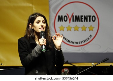 ROME, ITALY - 2 December 2016: Virginia Raggi Mayor Of Rome, Speaks  About Referendum To Change The Italian Constitution