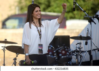 ROME, ITALY - 3 June 2016: Virginia Raggi  M5S, Candidate For Mayor In Rome, Attends The Closing Act Of The Electoral Campaign At Piazza Del Popolo In Rome. On June 5, 2016.