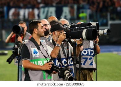 Rome, Italy 3rd September 2022: Sport Photographers Gestures During The Italian Serie A 202223 Football Match Between S.S. Lazio And S.S.C. Napoli At The Olimpico Stadium