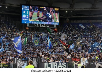 Rome, Italy 3rd September 2022: Ss Lazio Fans During The Italian Serie A 202223 Football Match Between S.S. Lazio And S.S.C. Napoli At The Olimpico Stadium