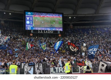 Rome, Italy 3rd September 2022: Ss Lazio Fans During The Italian Serie A 202223 Football Match Between S.S. Lazio And S.S.C. Napoli At The Olimpico Stadium