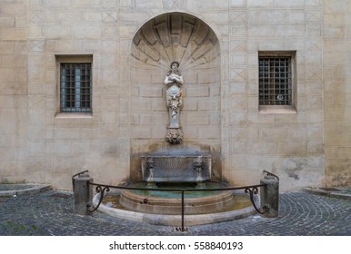 ROME, ITALY - 4 DECEMBER 2016 - The Palazzo Spada Museum In Historic Center, Famous For The Forced Perspective Gallery By Francesco Borromini.