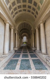 ROME, ITALY - 4 DECEMBER 2016 - The Palazzo Spada Museum In Historic Center, Famous For The Forced Perspective Gallery By Francesco Borromini.