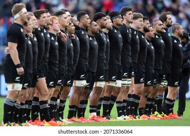 Rome, Italy - 6 November 2021:ALL BLACKS DURING ANTHEM  BEFORE The Autumn Nations Series 2021 Test Match Between Italia Vs. All BlackMatch Between At Olympic Stadium In Rome.