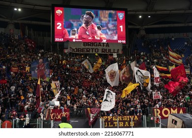 Rome, Italy 9th October 2022: AS Roma Fans During The Italian Serie A 202223 Football Match Between AS Roma And US Lecce At The Olimpico Stadium