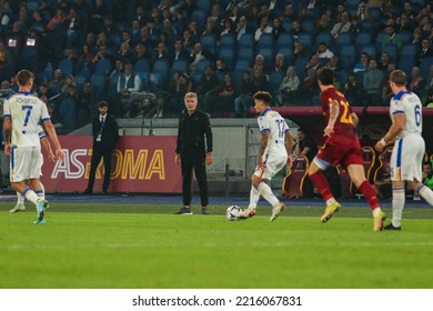 Rome, Italy 9th October 2022: Marco Baroni Of U.S. Lecce Gestures During The Italian Serie A 202223 Football Match Between AS Roma And US Lecce At The Olimpico Stadium