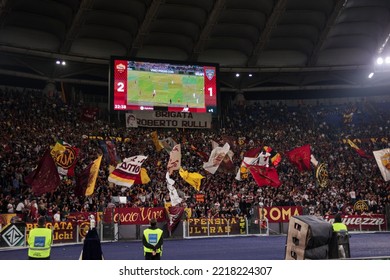 Rome, Italy 9th October 2022: AS Roma Fans During The Italian Serie A 202223 Football Match Between AS Roma And US Lecce At The Olimpico Stadium