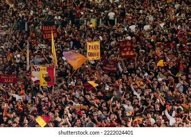 Rome, Italy 9th October 2022: AS Roma Fans Gestures During The Italian Serie A 202223 Football Match Between AS Roma And US Lecce At The Olimpico Stadium