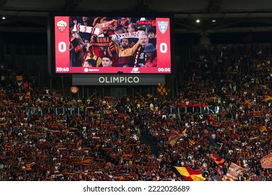 Rome, Italy 9th October 2022: AS Roma Fans During The Italian Serie A 202223 Football Match Between AS Roma And US Lecce At The Olimpico Stadium