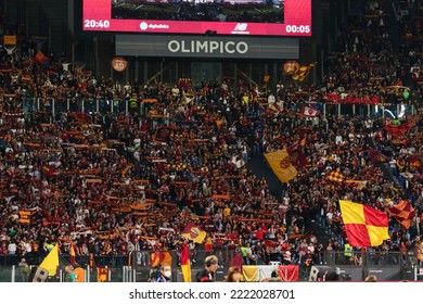 Rome, Italy 9th October 2022: AS Roma Fans During The Italian Serie A 202223 Football Match Between AS Roma And US Lecce At The Olimpico Stadium