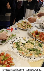 Rome, Italy - April 2011:
Food Served To English Expats In Italy, Rome, After Watching The Royal Wedding Between Prince William And Katherine Middleton