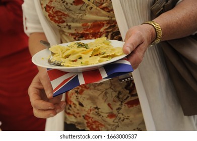 Rome, Italy - April 2011:
Food Served To English Expats In Italy, Rome, After Watching The Royal Wedding Between Prince William And Katherine Middleton