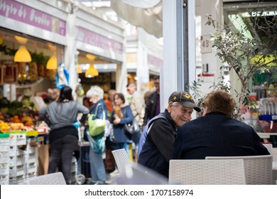 Rome (Italy), April 2019.
People Shopping And Enjoying The Mercato Di Testaccio.