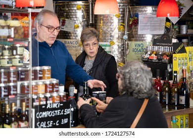 Rome (Italy), April 2019.
People Shopping And Enjoying The Mercato Di Testaccio.