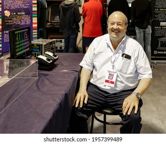ROME, ITALY - APRIL 27, 2019: Allan Alcorn, at the Vintage Computer Festival. Alcorn is a computer scientist and engineer best known for creating Pong, one of the first video games. 