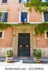 ROME, ITALY - AUGUST 12, 2018: View Of The French Consulate In Rome.  