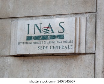 Rome, Italy - August 13, 2018: Italian INAS (Istituto Nazionale Di Assistenza Sociale), Charitable Institution Of The Italian Confederation Of Workers' Trade Unions (CISL)