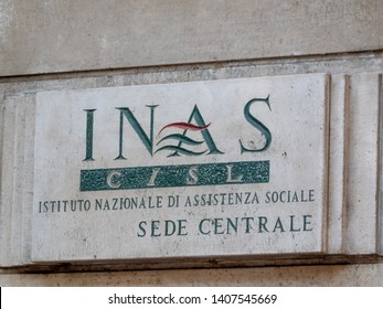 Rome, Italy - August 13, 2018: Italian INAS (Istituto Nazionale Di Assistenza Sociale), Charitable Institution Of The Italian Confederation Of Workers' Trade Unions (CISL)