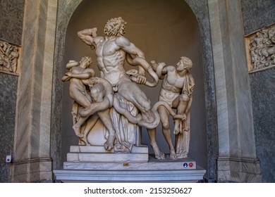 ROME, ITALY - August 17, 2019: Statue of Laocoon and his sons in the Vatican museum, Rome, Italy
