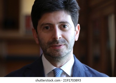 Rome, Italy - August 26, 2020: Roberto Speranza, Italy's Health Minister, Speaks During An Interview In Rome.