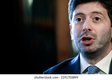 Rome, Italy - August 26, 2020: Roberto Speranza, Italy's Health Minister, Speaks During An Interview In Rome.