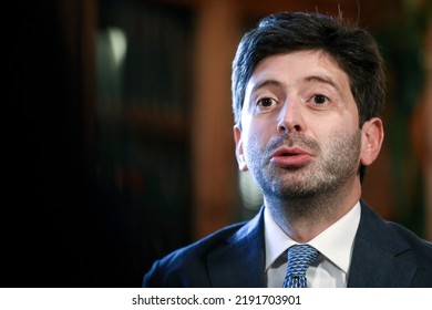 Rome, Italy - August 26, 2020: Roberto Speranza, Italy's Health Minister, Speaks During An Interview In Rome.