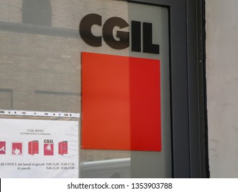 Rome, Italy - August 3, 2018: CGIL Signage Emblem. The Italian General Confederation Of Labour Is A National Trade Union Based In Italy