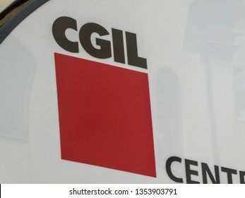 Rome, Italy - August 3, 2018: CGIL Signage Emblem. The Italian General Confederation Of Labour Is A National Trade Union Based In Italy