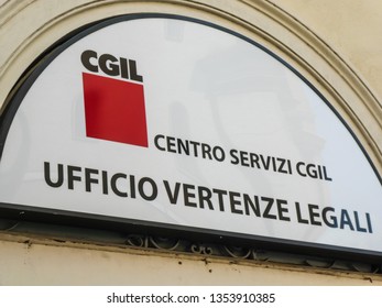 Rome, Italy - August 3, 2018: CGIL Legale Disputes Office Signage. The Italian General Confederation Of Labour Is A National Trade Union