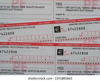 ROME, ITALY - CIRCA AUGUST 2022: Postal Money Order For Italian Electronic Passport