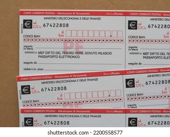 ROME, ITALY - CIRCA AUGUST 2022: Postal Money Order For Italian Electronic Passport