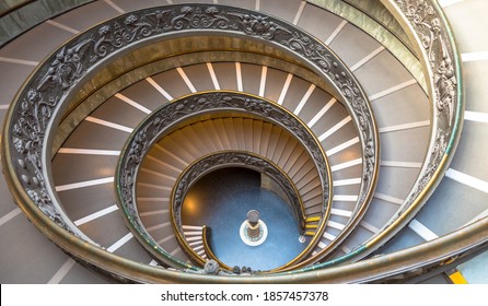 ROME, ITALY - CIRCA SEPTEMBER 2020: the famous spiral staircase with double helix. Vatican Museum, made by Giuseppe Momo in 1932